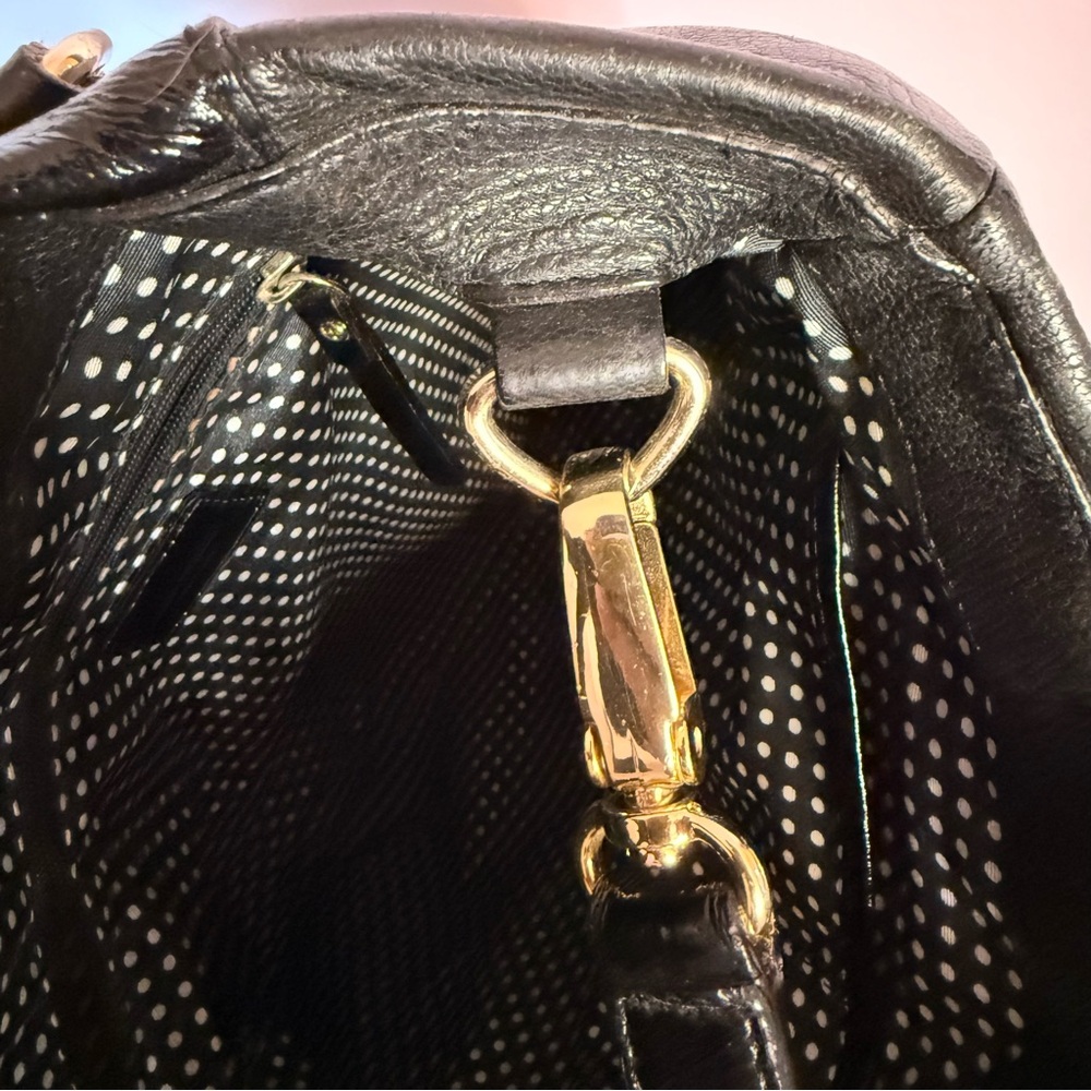 Kate Spade Black Leather Zipper Convertible Crossbody shoulder handbag - Picture 6 of 10